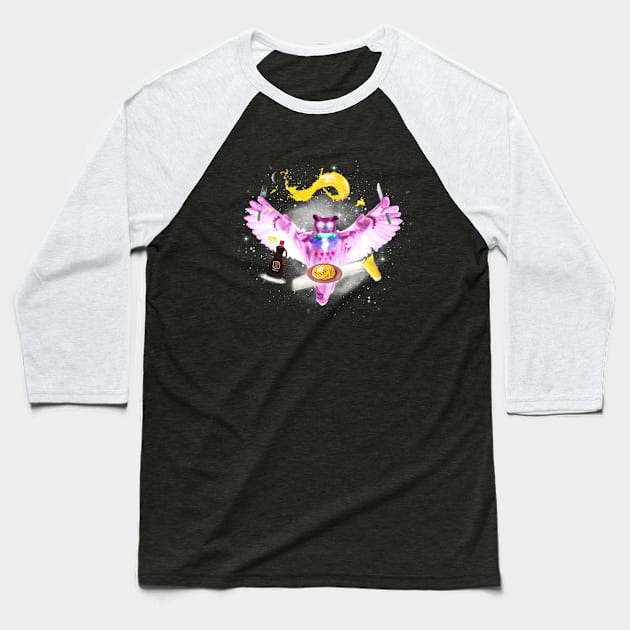 Breakfast Owl Baseball T-Shirt by Creative Wiz